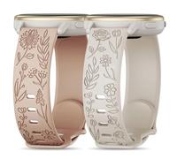 Huadea Bracelet en silicone gravé de 20 mm compatible avec Garmin Vivoactive 6/Vivoactive 5/3/3 Music, bracelet souple à motif floral et tournesol pour Venu Sq 2/Venu 2 Plus/Forerunner 55/165/245/645