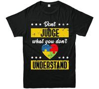 Huadian Autism Awareness T-Shirt, Don't Judge What You Don't Understand Autistic Top?Top Sweatshirt Short Sleeve T-Shirt Black XL