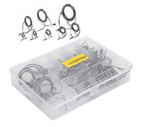 HuadZhylyx Ensemble de 75 Guides pour Canne à pêche en mer, kit de réparation de la Pointe de la Canne avec bagues en céramique, Ensemble de Guides en Acier à Haute teneur en Carbone pour Les