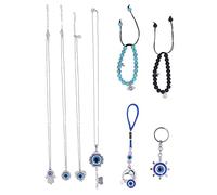 HuadZhylyx Ensemble de bijoux pour les yeux pour hommes et femmes, ensemble de colliers, bracelets et porte-clés à pendentifs œil du mal, bijoux de protection turcs réglables avec 8 styles