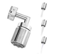 HUAERSICO Embout Robinet Lavabo 720°, Economiseur d'eau pour robinet à 3 modes de pulvérisation, 2 adaptateurs pour robinets avec filetages de taille M22 M24
