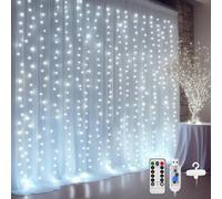 Huag-3mx3m 300 Led Guirnalda De Luces De Cortina, Luces De Cortina Usb Decorativas Con 8 Modos De Iluminación, Impermeable Para Interiores Y Exteriores, Fiesta De Navidad, Dormitorio (Blanco)
