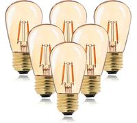HUAG-Ampoule LED ST45 Vintage Edison Filament E27 1W Équivalent 10 W Ampoules à Incandescence, Super Blanc Chaud 2200K, Doré en Verre Lampe Décorative, Non Variable, Ambre, Lot de 6