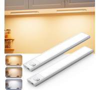 HUAG-Reglette LED Cuisine Sous Meuble Lampe Avec Detecteur De Mouvement Interieur, Lampe Led Rechargeable, Éclairage LED Pour chambre, Placard, Dressing, Escaliers, Penderie (22 cm, 2 set)