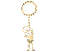 HUAGEO Acier inoxydable Mignon Singe Porte-clés Animaux Caricature Charms Cadeaux Pour Femme Sacs de Voiture Chaînes-clés Accessoires (18K plaqué or)