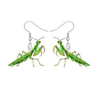 HUAGEO Acrylique Mignon Vert Prier Mantis Pendentif Boucles D'oreilles Printemps été Insectes Insecte Bijoux Charmes Cadeaux pour Les Femmes Accessoires (Vert)