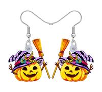HUAGEO Boucles d'oreilles d'Halloween gothiques fantaisie crâne citrouille saison effrayante bijoux pour femmes breloques festival cadeaux accessoires, Medium, Acrylique, Pas de gemme