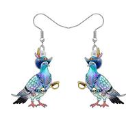 HUAGEO Boucles d'oreilles en acrylique coloré avec tête de mort et pigeon, bijoux fantaisie pour femmes, cadeaux d'Halloween, Medium, Acrylique, Pas de gemme