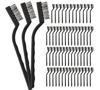 HUAILI Lot de 60 mini brosses métalliques en acier inoxydable pour nettoyer les scories de soudure et la rouille, noir, 17 cm