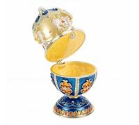 Huairdum Carrousel à Bijoux en Émail, Forme D'Œuf avec Cheval Rotatif | Incrustation de , bords dorés, loquet magnétique, organisateur de bijoux antiques pour vanité, commode