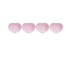 Huairdum Cœur de Quartz Rose 4 Pièces, Pierre de Guérison en Cristal Rose, Cœur de Pierre Précieuse Semi-précieuse Naturelle pour Cadeau d'amour, Ami de la Famille