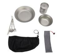 Huairdum Ensemble de Couverts de Camping, Vaisselle Portable, Assiette Réutilisable, Bol, Tasse, Couteau, Fourchette, Cuillère, Kit de Désordre Léger pour les Voyages en Plein Air, Idéal pour le