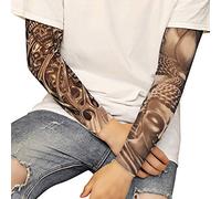 Huairdum Manchon de Bras de Faux Tatouage Temporaire, Tissu Extensible avec Protection, Idéal pour les Fêtes d'halloween, le Sport et les Sorties Nocturnes, 1 Pièces (TS-78)