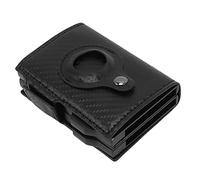 Huairdum Porte-Cartes, Clip Porte-Monnaie en Alliage d'aluminium et Position de Carte Indépendante en PU Fente pour Carte RFID pour Carte Bancaire (Noir de Fibre de Carbone)