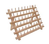 Huairdum Support de Fil en Bois de 60 Bobines, Pieds Pliants, Organisateur de Fil en Hêtre, Support de de Surface à Peindre avec Crochets de Suspension, Idéal pour la Couture, la Broderie et le