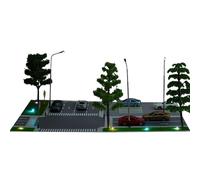 HUAJINGKEJI 1 : Kit de modélisme de scène de route de ville à l'échelle Dioramas Éclairage LED pour voiture Modèle d'arbre miniature, simulation