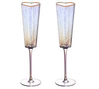 HUAJINGKEJI 1 paire de flûtes à champagne élégantes en forme de cœur avec bords dorés et à tige haute