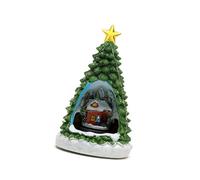 HUAJINGKEJI Boîte à musique en résine avec figurine de sapin de Noël avec train et lumière LED pour homme, femme, enfant, anniversaire