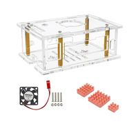 HUAJINGKEJI Boîtier en acrylique pour RV2 avec refroidisseurs de ventilateur de refroidissement Coque transparente pour carte de développement RV2 Accessoires Boîtier d'assemblage simple