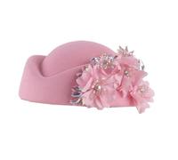 HUAJINGKEJI Chapeau bibi à fleurs en strass pour femme, chapeau de cocktail pour femme, chapeau d'hôtesse de l'air, rose