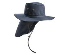 HUAJINGKEJI Chapeau de soleil avec rabat de cou pour homme et femme réglable pour la saison chaude chapeau de pêcheur grand châle, bleu marine, XS-XXL