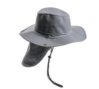 HUAJINGKEJI Chapeau de soleil avec rabat de cou pour homme et femme réglable pour la saison chaude chapeau de pêcheur grand châle, gris, XS-XXL