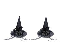 HUAJINGKEJI Chapeau de sorcière élégant en velours avec ruban coloré pour costume d'Halloween