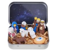 HUAJINGKEJI Christmas Story Coffret cadeau avec figurines Scène de Bethléem respectueuse de l'environnement pour la maison saisonnière dans une boîte en étain Crèche de Noël Cadeau