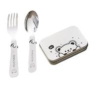 HUAJINGKEJI Couverts de camping pliables en métal avec boîte de rangement, fourchette, cuillère, ustensiles de voyage pour l'extérieur