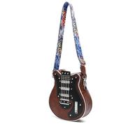 HUAJINGKEJI Élégant sac à bandoulière en cuir PU en forme de guitare décontracté pour les amateurs de musique, marron, As shown in the picture (error 1-3cm)