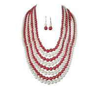 HUAJINGKEJI Ensemble de colliers et boucles d'oreilles polyvalents en fausses perles superposées - Accessoires élégants pour brunch ou cocktails, taille unique, Comme décrit, Comme décrit.