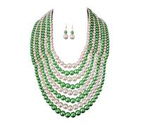 HUAJINGKEJI Ensemble de colliers et boucles d'oreilles polyvalents en fausses perles superposées - Accessoires élégants pour brunch ou cocktails, taille unique, Comme décrit, Comme décrit.