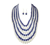 HUAJINGKEJI Ensemble de colliers et boucles d'oreilles polyvalents en fausses perles superposées - Accessoires élégants pour brunch ou cocktails, taille unique, Comme décrit, Comme décrit.