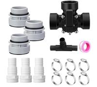 HUAJINGKEJI Ensemble de valves de dérivation multifonctions pour piscine, adaptateurs de tuyau, kit de conversion de port de filtre, anneaux d'étanchéité et colliers de serrage