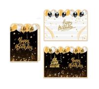 HUAJINGKEJI Grande carte d'anniversaire « Happy Birthday » pour livre d'or noir et doré avec message commémoratif surdimensionné pour un ami