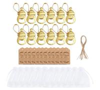 HUAJINGKEJI Lot de 12 porte-clés décapsuleurs avec sac en organza et étiquette de remerciement pour fête prénatale