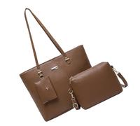 HUAJINGKEJI Lot de 3 sacs à main tendance pour femme - Grande capacité - En cuir synthétique - Avec poignée supérieure, marron, As shown in the picture (error 1-3cm)