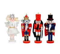 HUAJINGKEJI Lot de 4 figurines casse-noisettes en bois de 13 cm - Décoration pour sapin de Noël