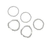HUAJINGKEJI Lot de 5 élégants bracelets en alliage de perles empilables résistants à la décoloration pour femme, taille unique, Comme décrit