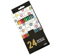 HUAJINGKEJI Lot de crayons de couleur métallisés 12/18/24 crayons de couleur, crayons de couleur, fournitures scolaires, fournitures artistiques