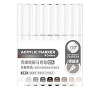 HUAJINGKEJI Marqueur de peinture acrylique liquide 9 couleurs avec pointe pinceau pour dessin, fabrication de cartes, scrapbooking