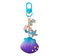 HUAJINGKEJI Porte-clés en forme d'étoile de mer avec chaîne créative pour sac à dos, pendentif de voiture, décoration à suspendre, Coque bleue.