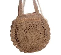 HUAJINGKEJI Sac à bandoulière ajouré tendance en crochet pour fille et femme, couleur unie, tissé polyvalent, 2023, marron clair, Size: Width 30cm, Bag Height 40cm