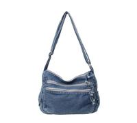 HUAJINGKEJI Sac à bandoulière décontracté en jean délavé de grande capacité pour femme avec sangle réglable, bleu clair, Size:approx. 30x14x21cm/11.81x5.51x8.27in