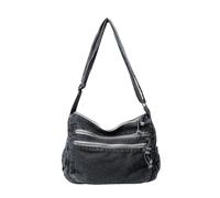 HUAJINGKEJI Sac à bandoulière décontracté en jean délavé de grande capacité pour femme avec sangle réglable, marron foncé, Size:approx. 30x14x21cm/11.81x5.51x8.27in