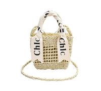 HUAJINGKEJI Sac à bandoulière en paille fait à la main élégant pour femme, sac de plage avec cordon de serrage et ruban décoratif, porte-monnaie élégant, beige, One Size