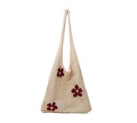 HUAJINGKEJI Sac à bandoulière tissé floral pour femme, sac à main léger en maille respirante, sac à main de plage décontracté pour l'extérieur, blanc, As shown in the picture (error 1-3cm)