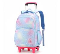 HUAJINGKEJI Sac à dos à roulettes imprimé cœur coloré et sac d'école portable Grand sac à dos