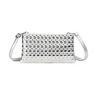 HUAJINGKEJI Sac à main à bandoulière pour femme, sac à bandoulière en cuir synthétique souple, sac à main avec rivets, Argenté., As shown in the picture (1-3cm error)