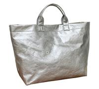 HUAJINGKEJI Sac à main en PVC de grande capacité avec poignée supérieure pour femme avec imprimé lettres élégantes pour le bureau, Argenté., As shown in the picture (error 1-3cm)